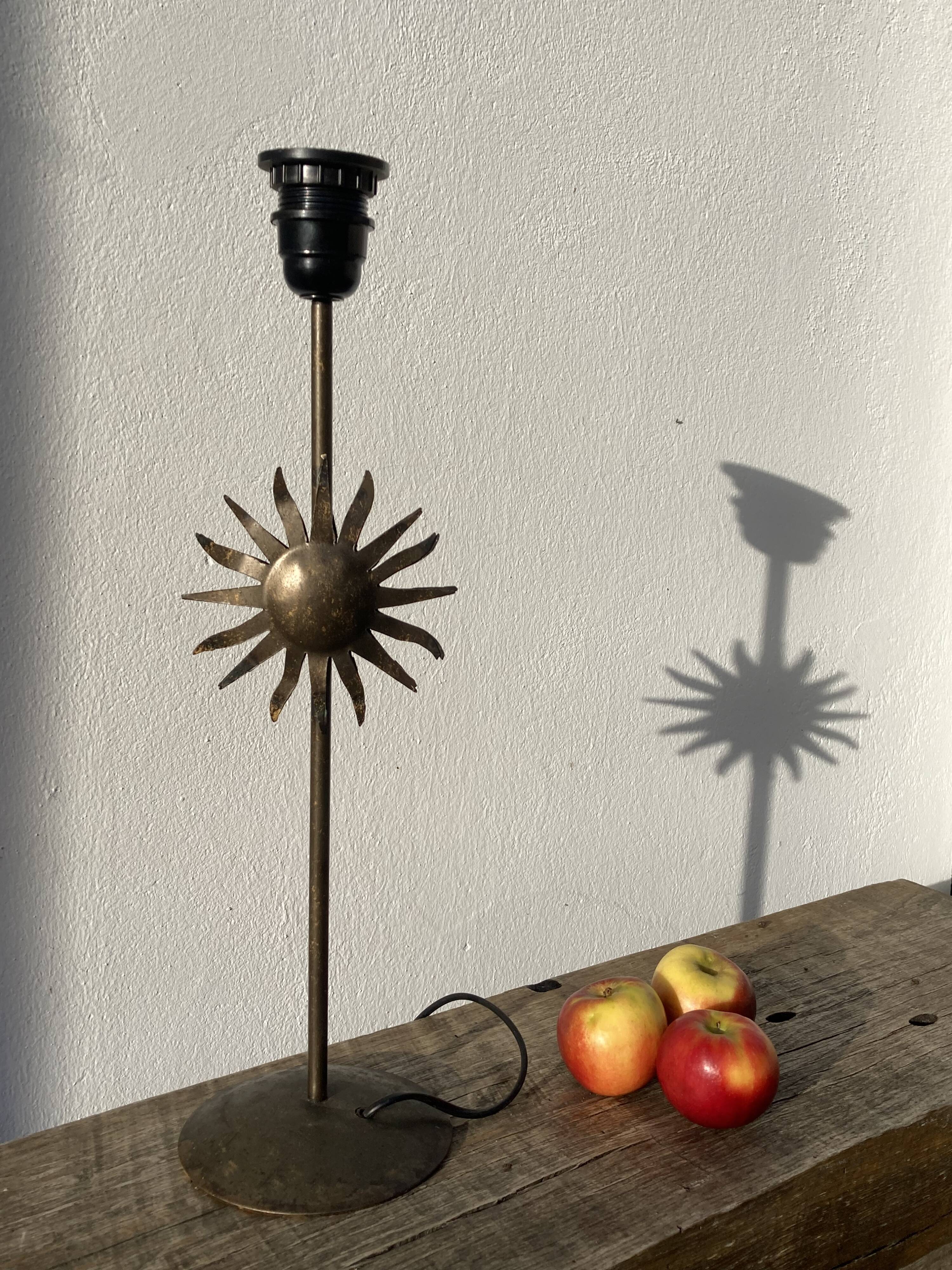 Vintage sun-shaped wrought iron lamp foot