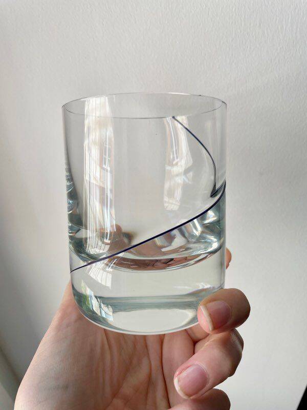 Krosno 10 cm blue rimmed crystal glasses