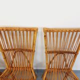 Set of 4 vintage Audoux Minet rattan chairs from the 1950s and 60s.