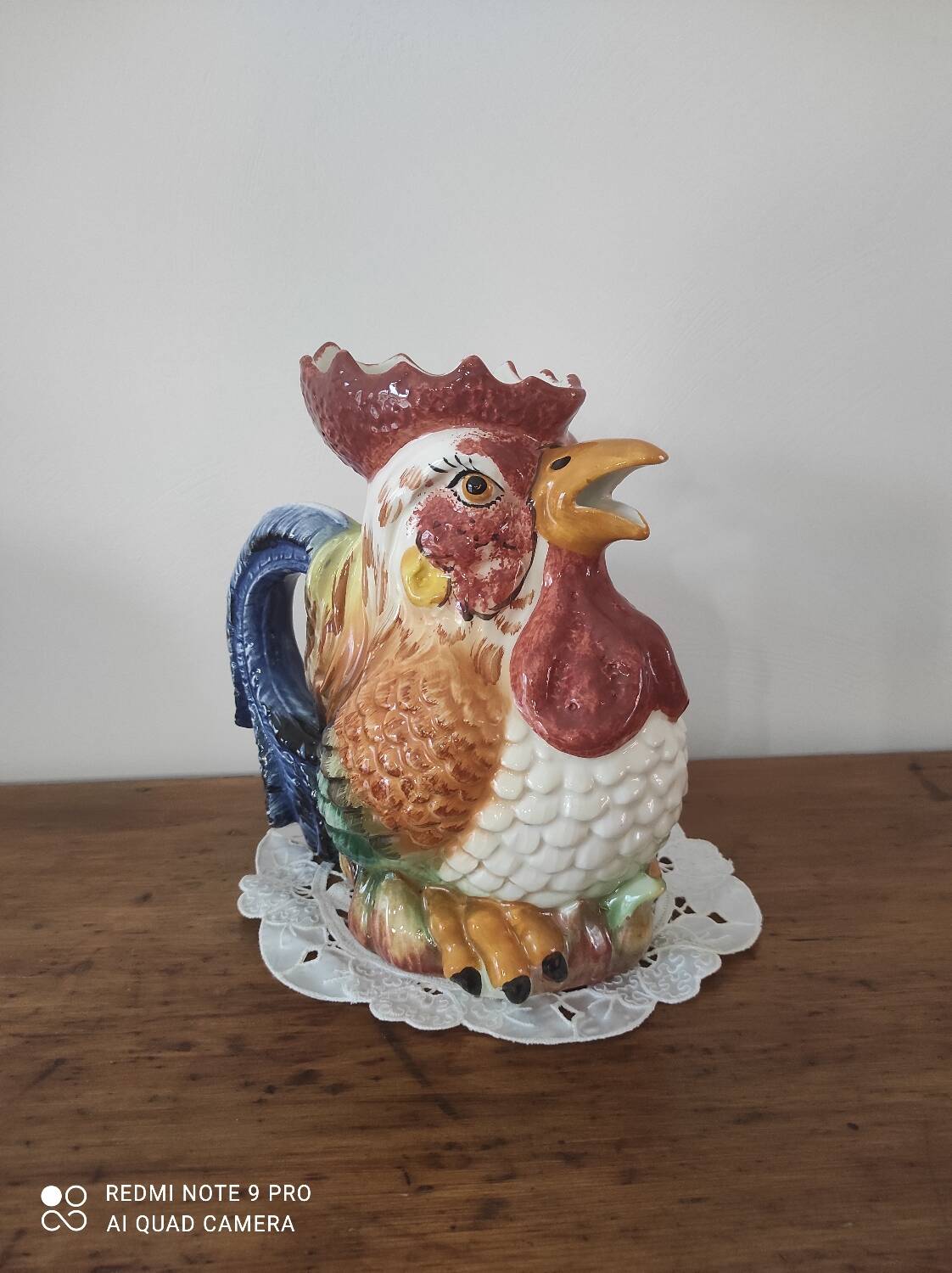 Barbotine Rooster pitcher carafe