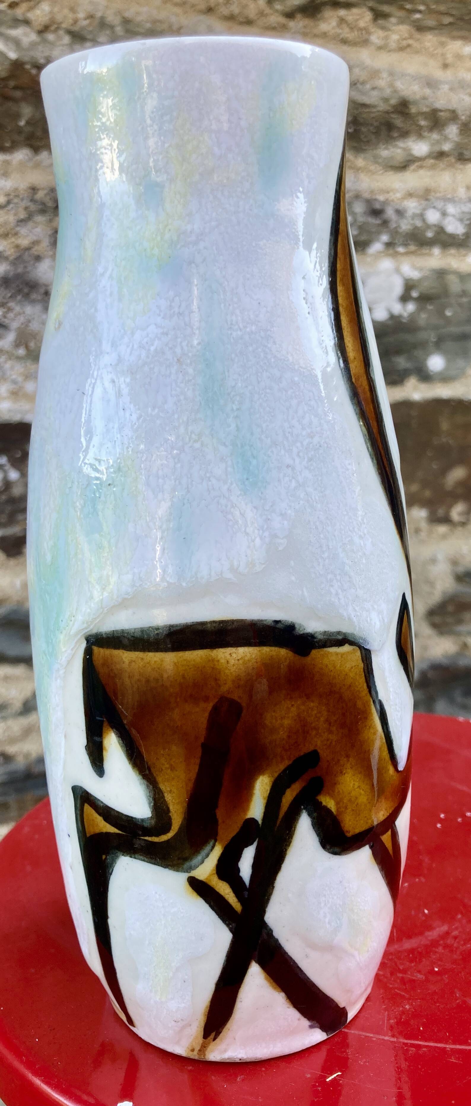 Vase céramique décor de faon signé Jacques Marie pièce unique