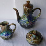 Morvan vintage ceramic coffee maker, sugar bowl and milk pitcher