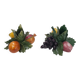 Pair of fruit candle holders in Italian majolica.