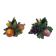Pair of fruit candle holders in Italian majolica.