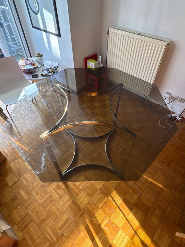 Table en verre style année 70 Roche Bobois