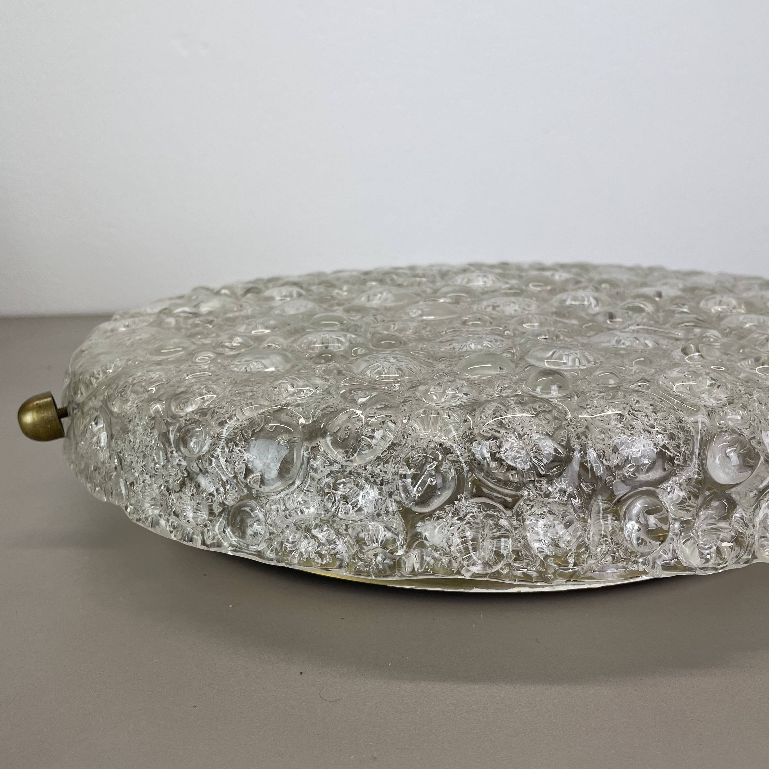 Large 40cm Murano Ice Glass Flushmount Wall Light by Hillebrand Leuchten, 1