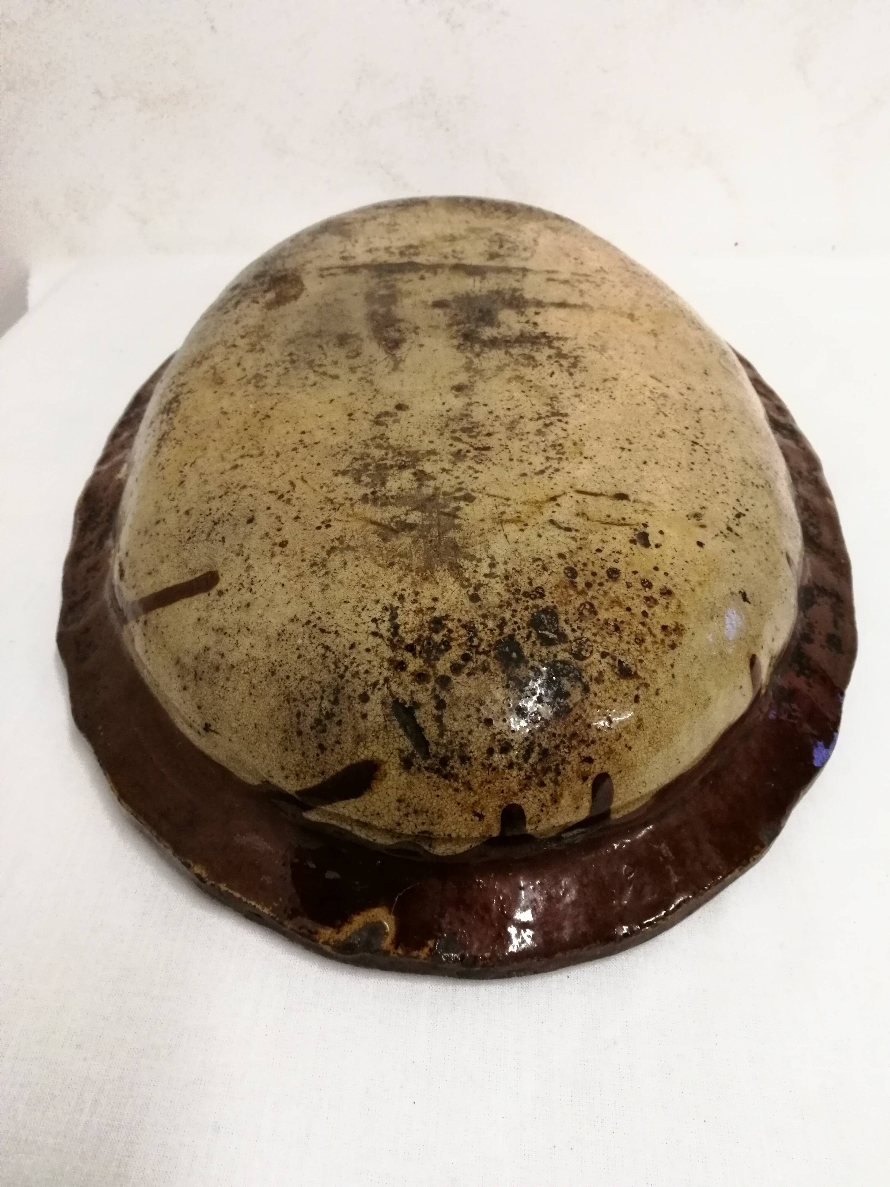 Old Dish In glazed gadrooned terracotta