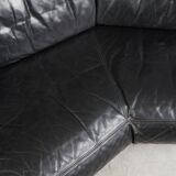 Artanova — “Medea” Modular Corner Sofa (2 Modules) — Black Leather — 1990s