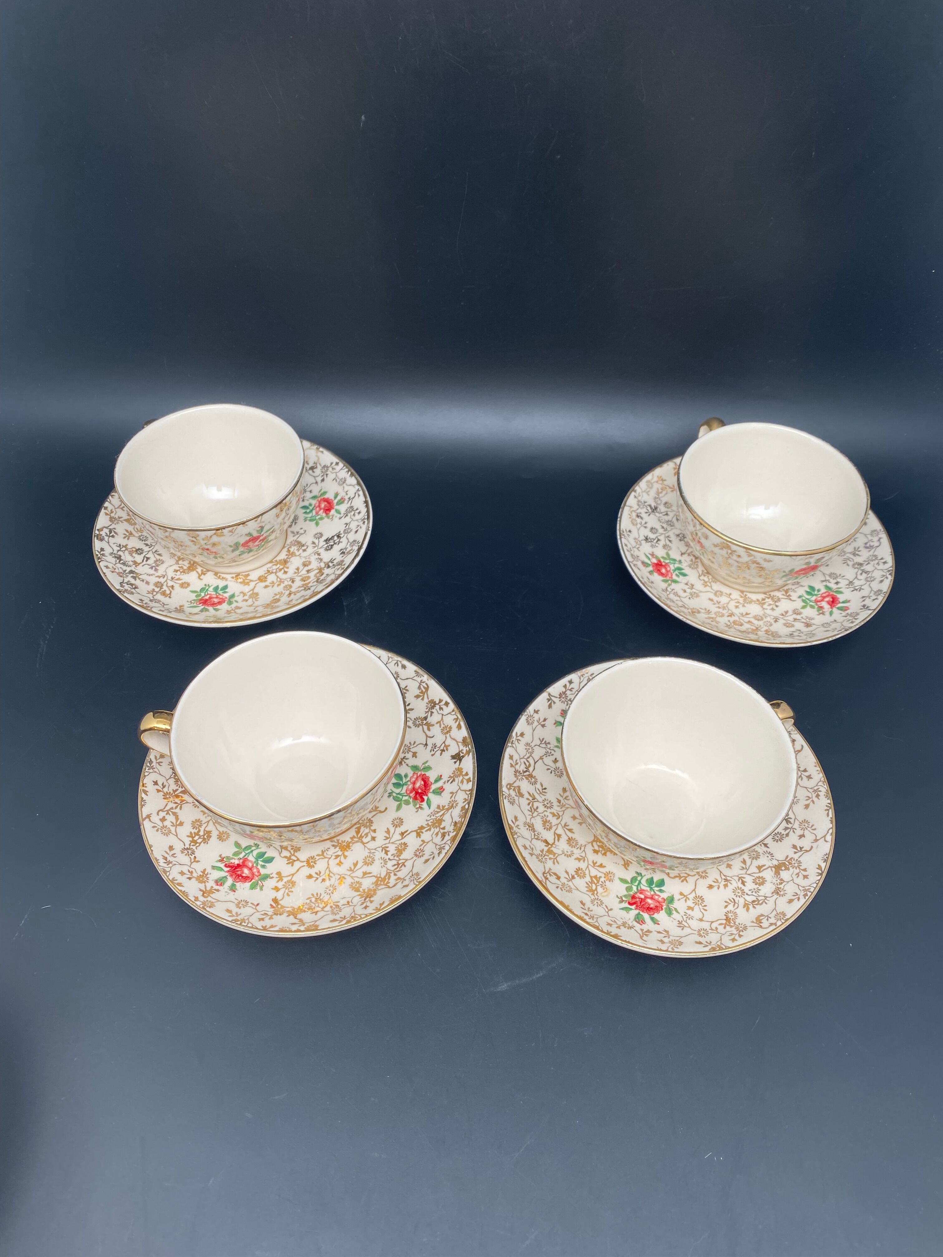 Villeroy & Boch porcelain tea set roses and gilding