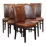 Set of 6 Dining Chairs Made from Sheepskin Leather
