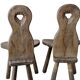 Duo of brutalist wooden chairs and a stool 1960