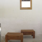 Pair of side tables, House Regain 1970, oiled elm