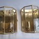 Pair of Italian gold-plated brass wall sconces with beveled glass