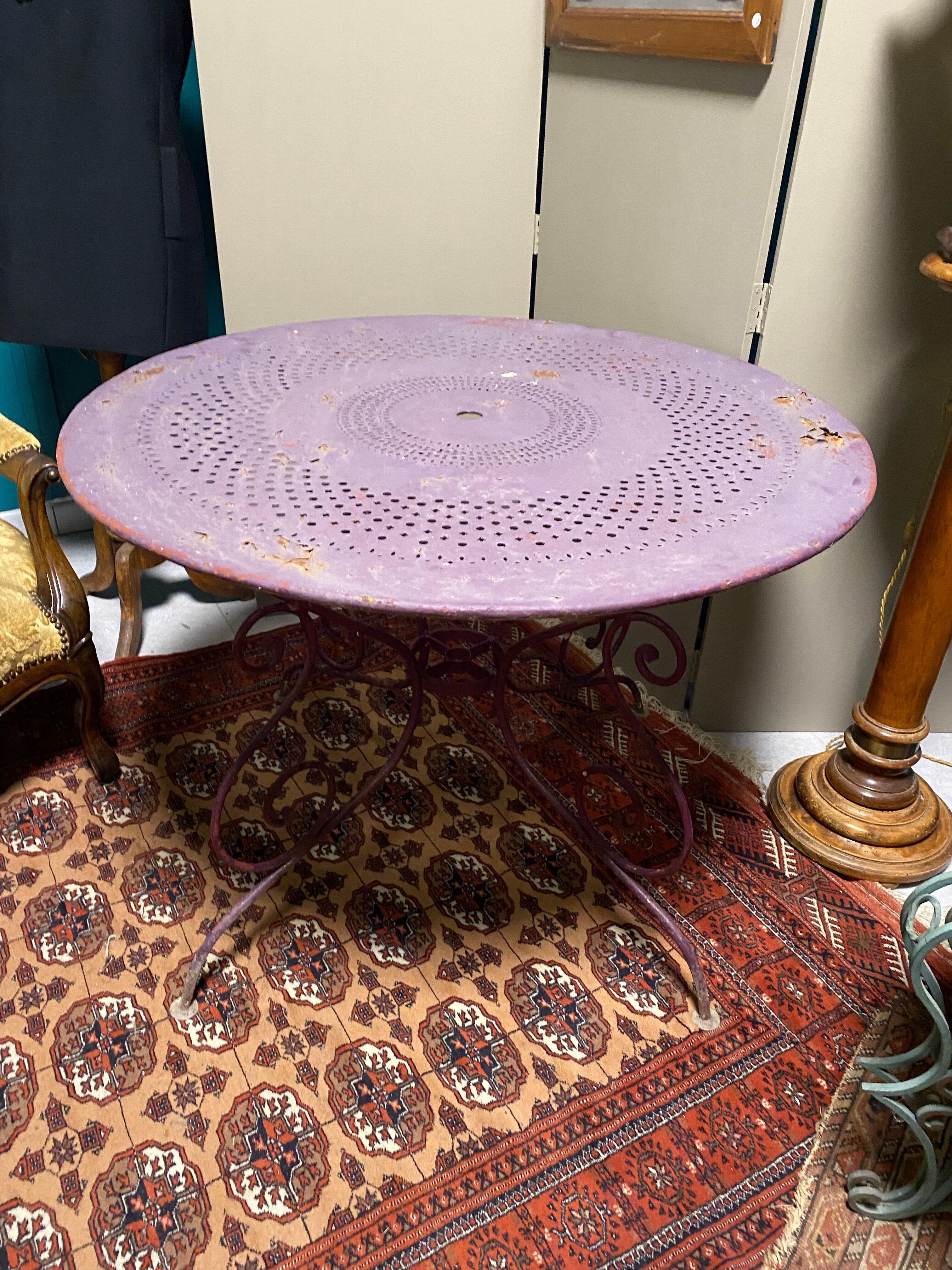 Purple wrought iron garden table