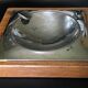 Cendrier design moderniste en bois et métal inox 16 x 16 cm