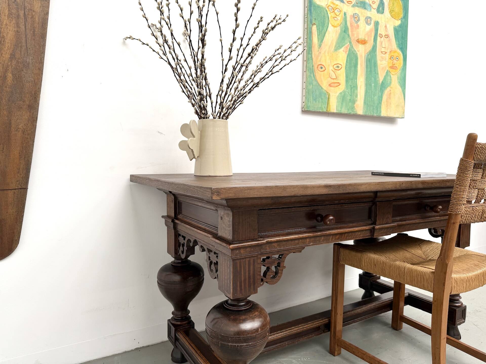 Neo-Renaissance desk in solid oak, circa 1900