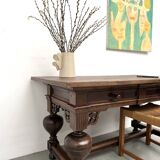 Neo-Renaissance desk in solid oak, circa 1900