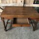 Old desk style henri ii table + drawer wood turned vintage