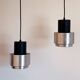 Pair of Space Age pendant lights in brushed stainless steel