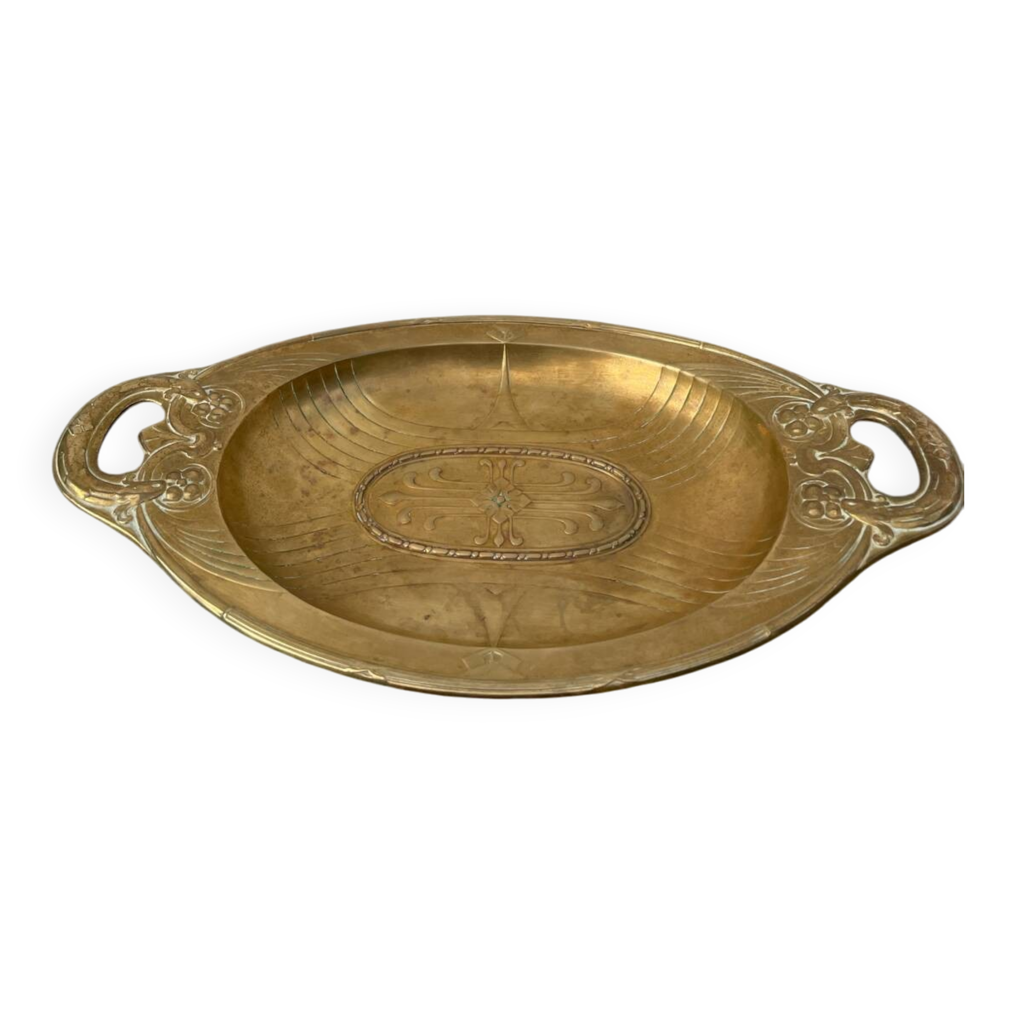 Art Deco oval silver-plated metal dish