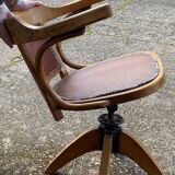 Baumann wood leather armchair