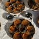 Set of 12 oyster or shell plates in glazed brown ceramic D