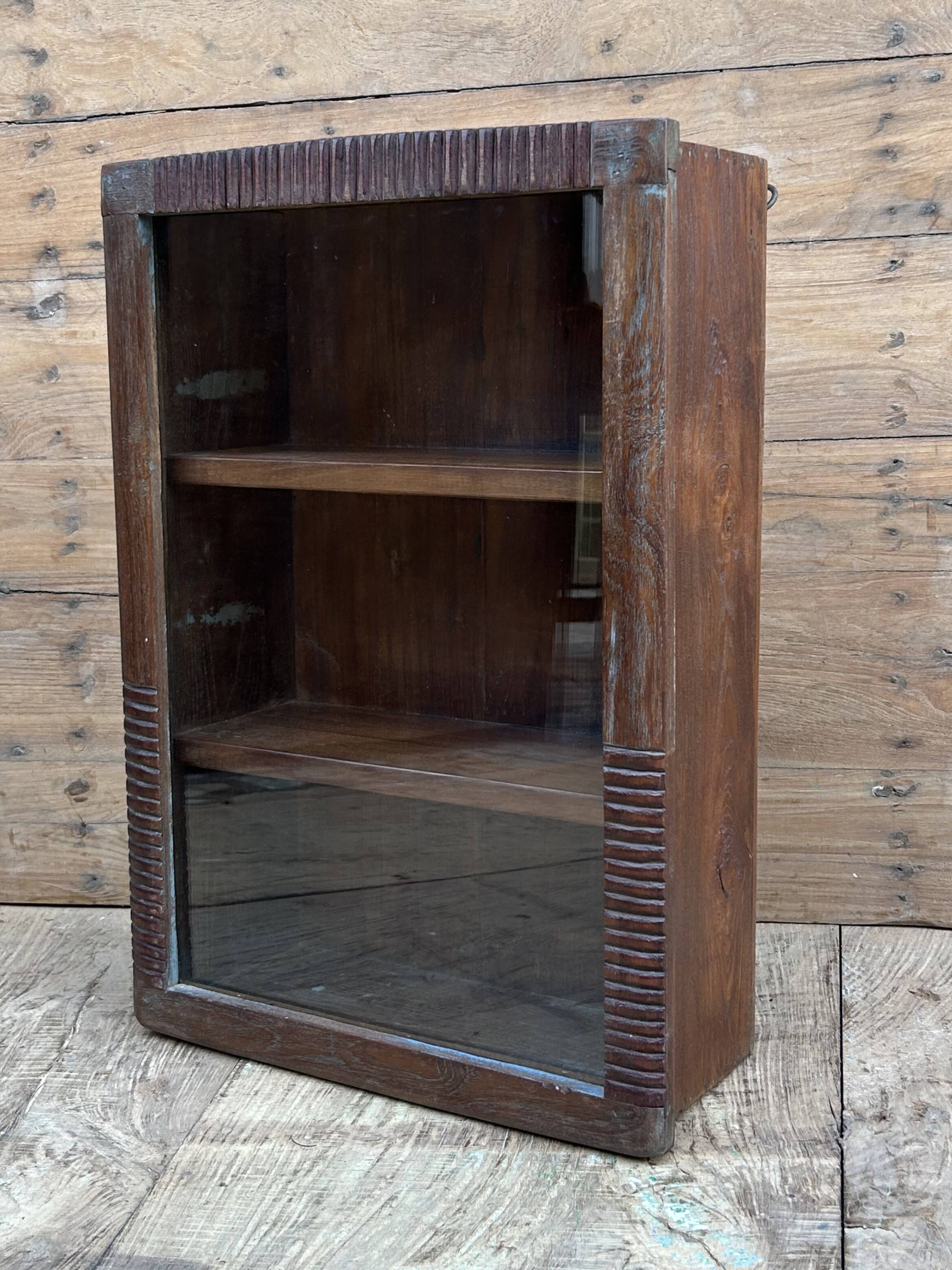 Art Deco wall display cabinet in Burmese teak