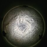 Art Deco suspension in moulded glass by Noverdy with a frosted effect.