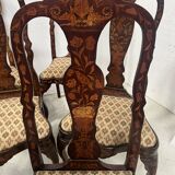 Set of eight Dutch marquetry chairs from the 19th century.