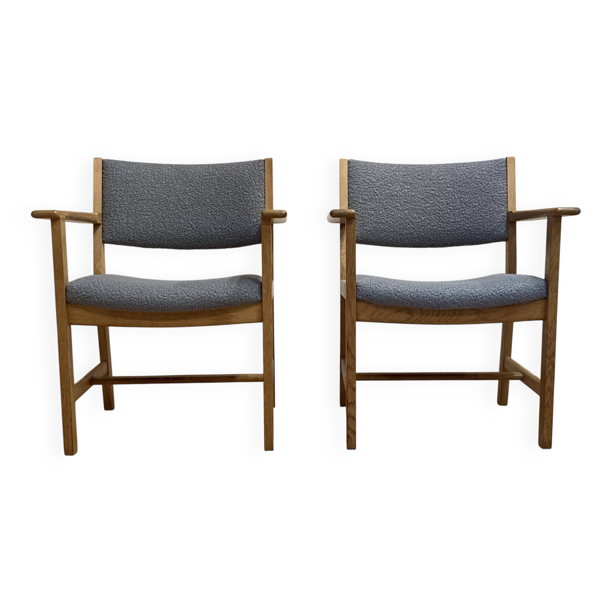 Two armchairs stamped "hans wegner" 1960.