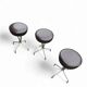 3 x stool / black top / chrome frame / 1970s  / Height 53 Depth 40 cm