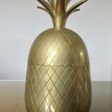 Large solid brass pineapple, 30cm, Hollywood Regency, 1970
