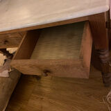 Bathroom cabinet in oak and antique marble