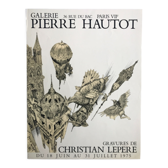 Affiche en sérigraphie de Christian LEPERE, Galerie Pierre Hautot, 1975
