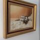 Peinture à l'huile vintage sur toile – Paysage de port et pêche – Signée No