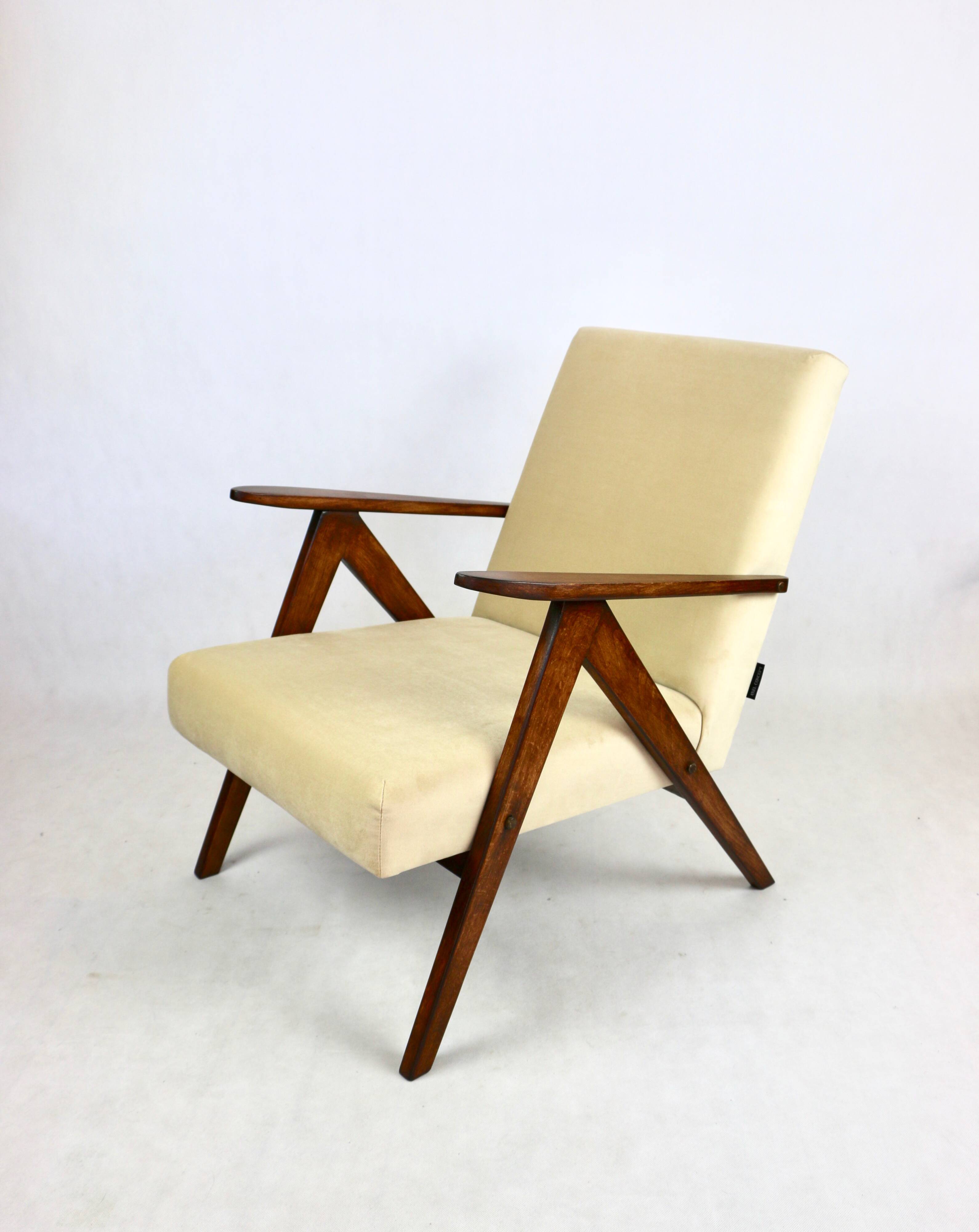 Vintage B-310 VAR armchair in light brown beige velvet - 2 pieces available