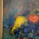 Oil on cardboard still life with fruits 1970 golden frame