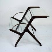 Ico Parisi Magazine Rack in Wood, Brass and Glass. Italy, 1950s