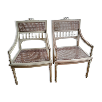 Paire de fauteuils cannés époque Louis XVI