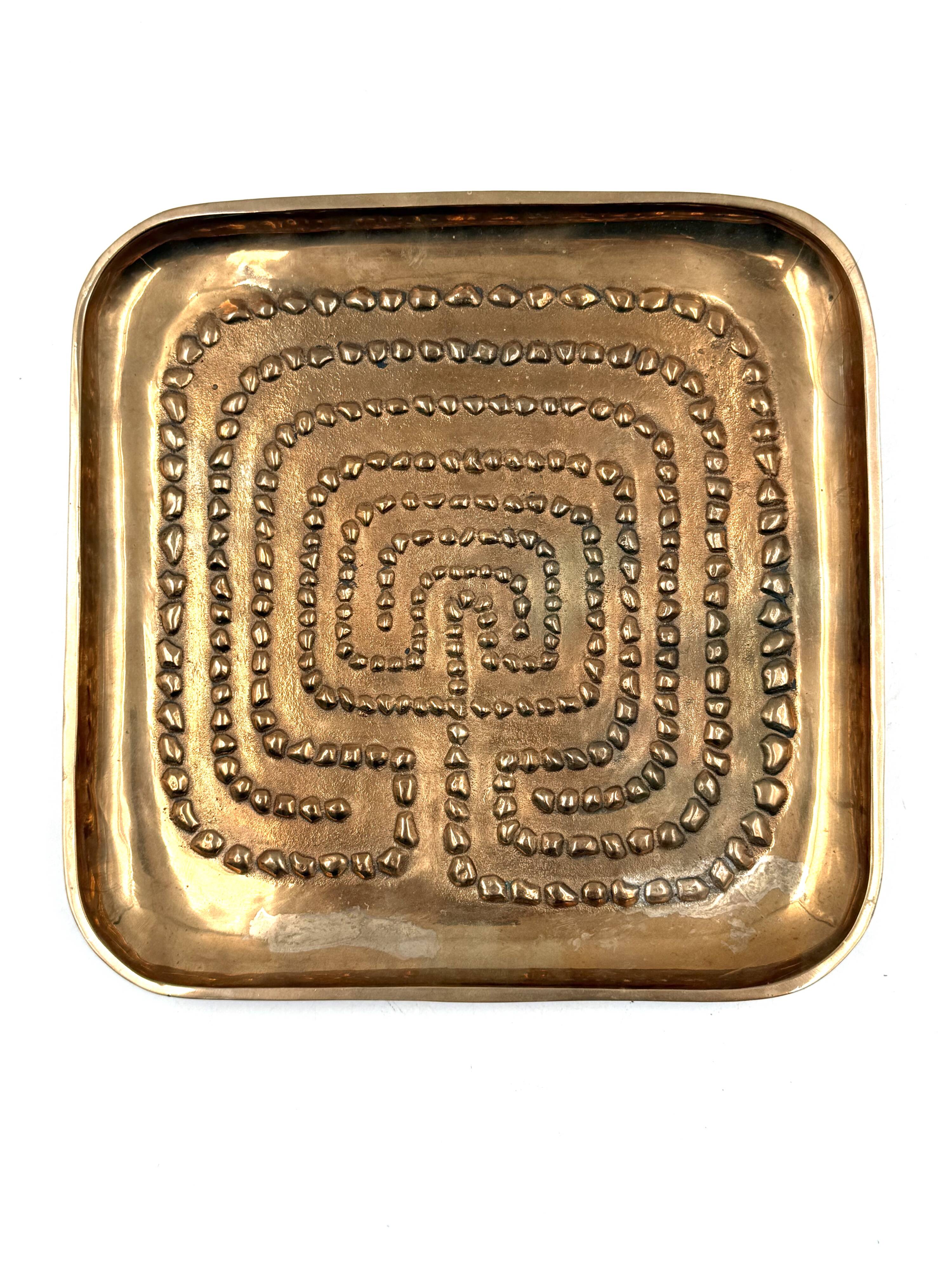 Modern solid brass tray / vide poche, Atelier Ventrella Italy 1980s