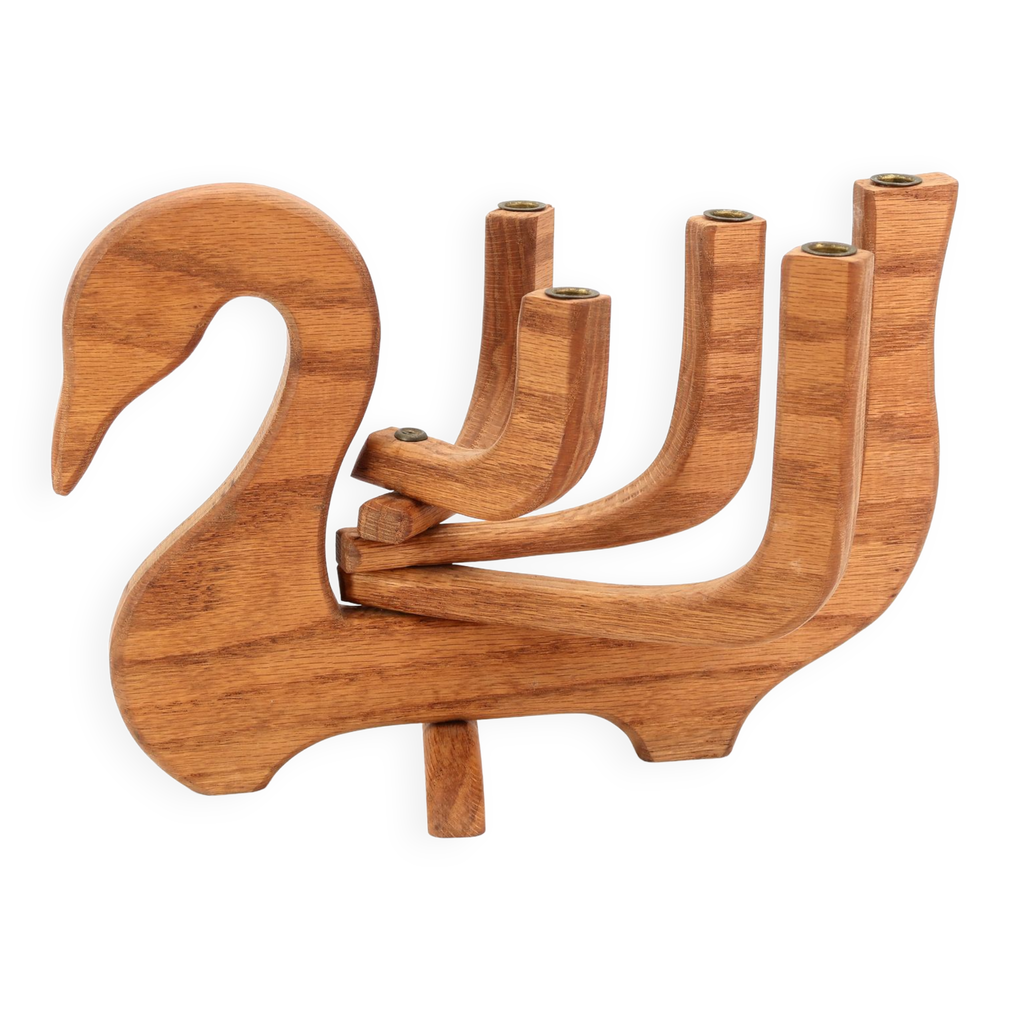 Folding wooden candle holder in the shape of a bird, 70s