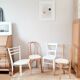 Set of 4 vintage wood and white chairs