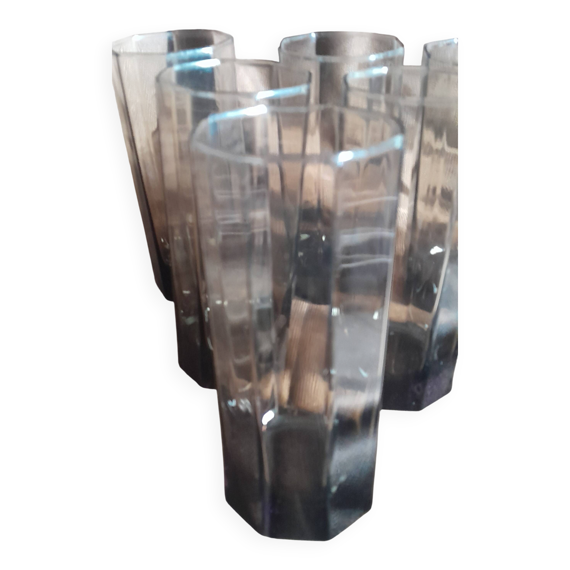 Set of 6 Arcoroc Luminarc Octime smoked black glasses