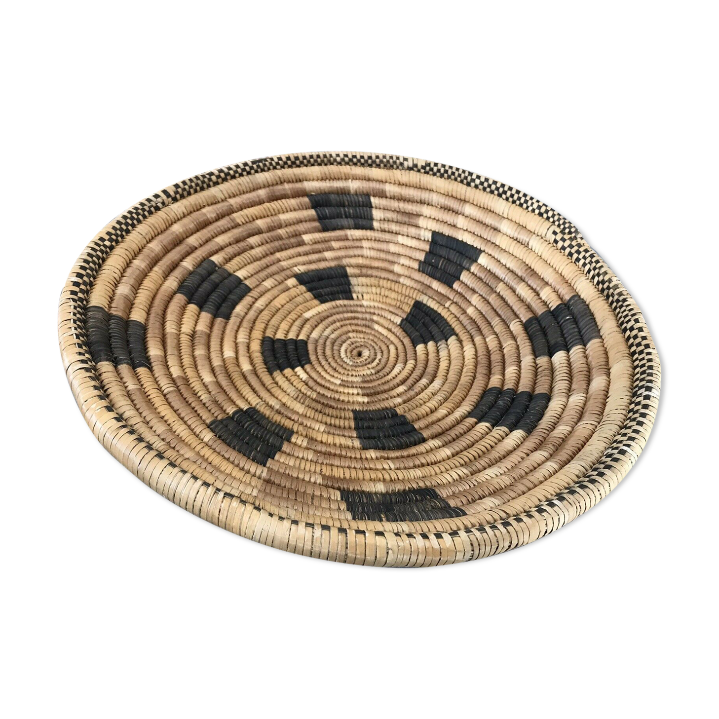 Basket straw bowl origin African hand weave 34 cm