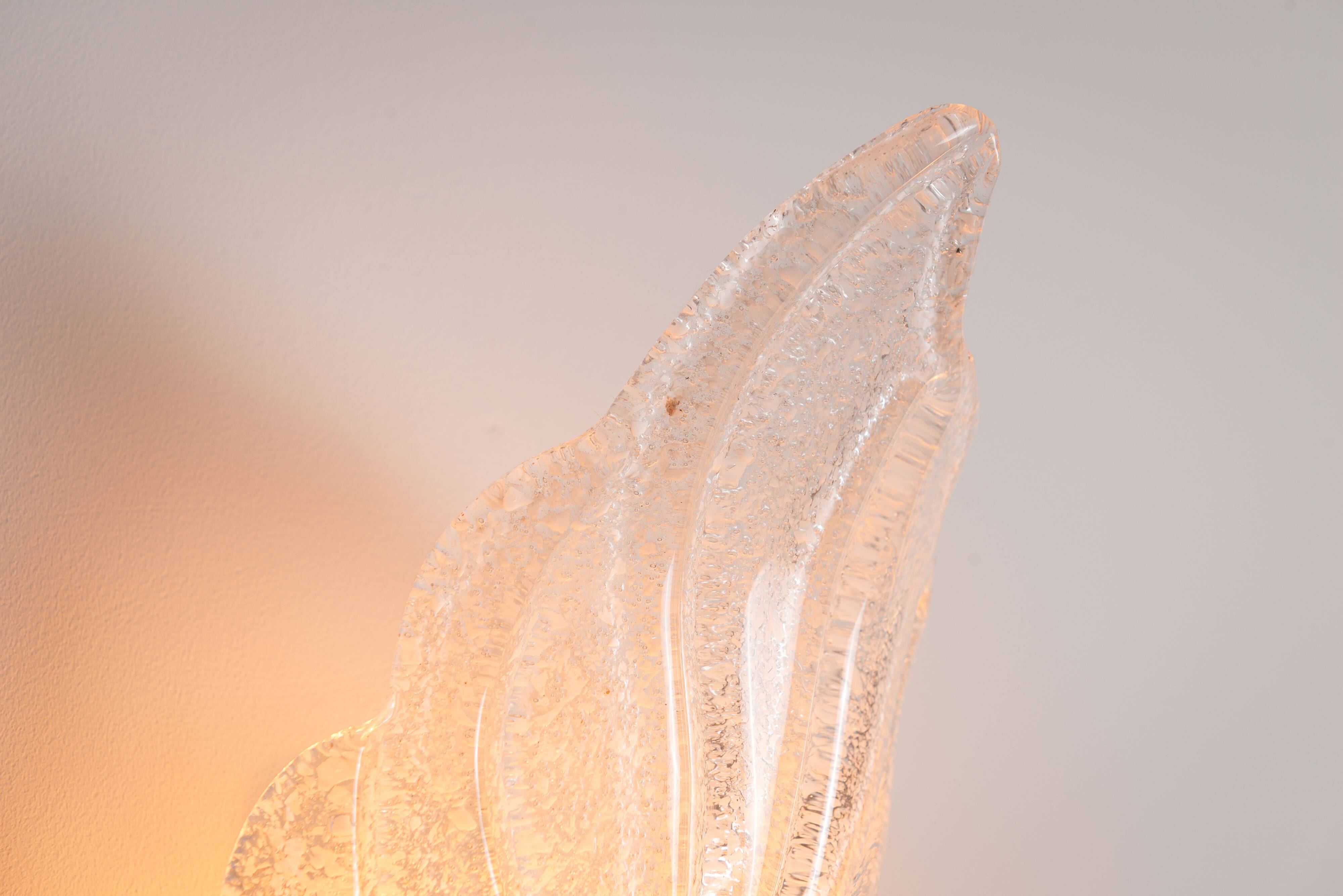 Pair of vintage glass leaf wall lamps