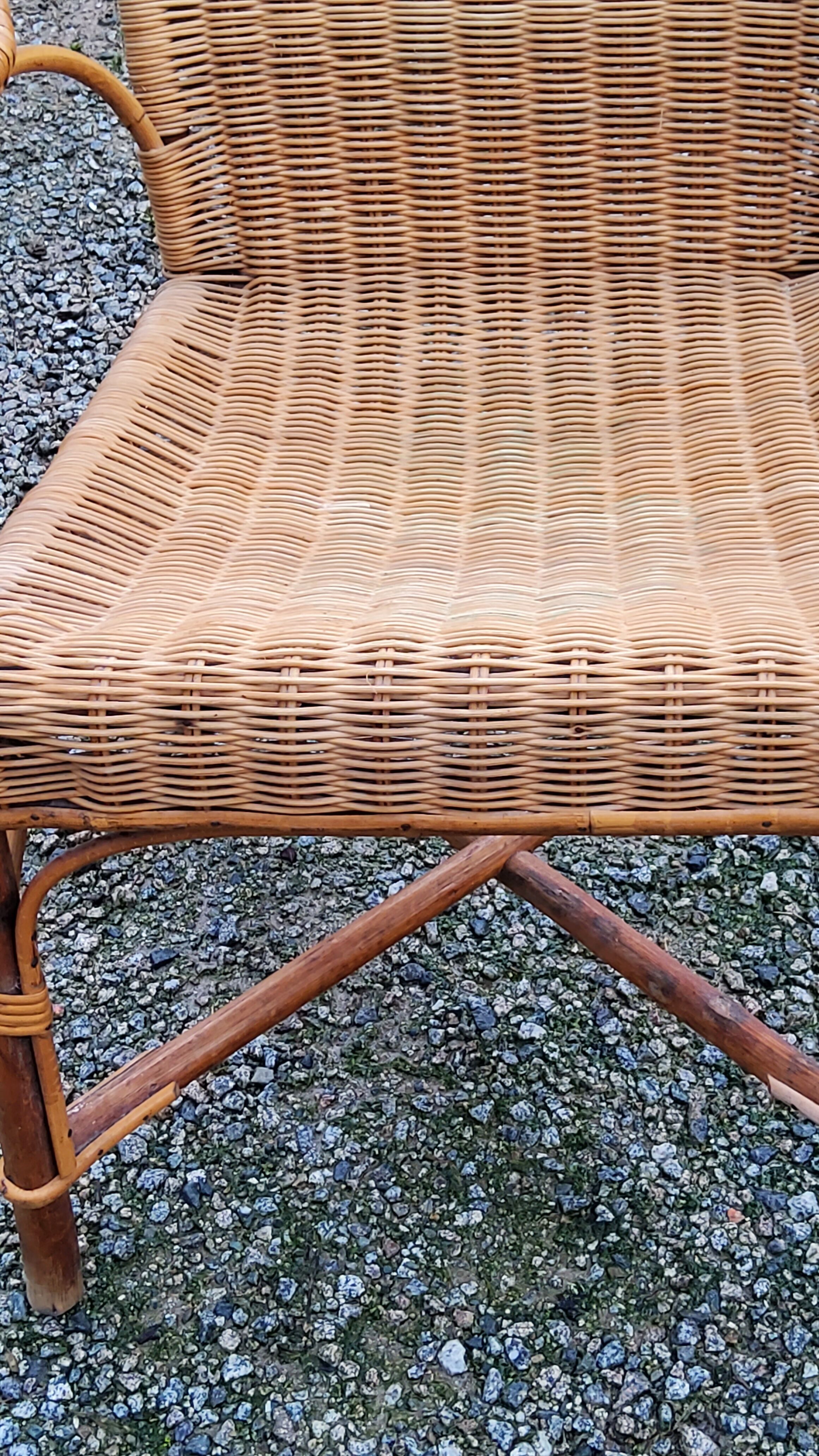Rattan and wicker armchair from the 50s