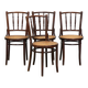 4 antique wooden and cane bistro chairs