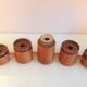 Five-headed chandelier in wood and ceramic Scandinavian style / vintage 60s-70s
