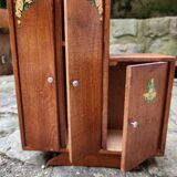Vintage wooden doll wardrobe Art Deco