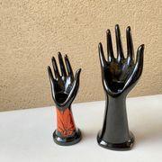 Vase ring pair of hand black ceramic vintage 80s